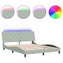 Estructura cama con luces LED terciopelo gris claro 160x200 cm de vidaXL, Camas y somieres - Ref: Foro24-3213861, Precio: 243...