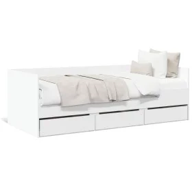 Lounger with white engineered wood drawers 90x200 cm by vidaXL, Beds and slatted bases - Ref: Foro24-3280818, Price: 196,01 €...