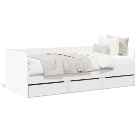 Tumbona con cajones madera de ingeniería blanco 90x200 cm de vidaXL, Camas y somieres - Ref: Foro24-3280818, Precio: 188,65 €...