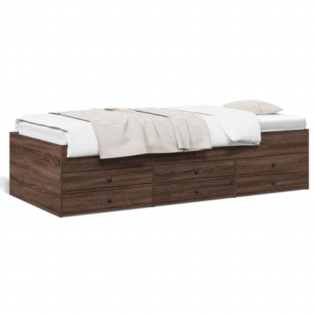 Tumbona con cajones madera ingeniería roble marrón 90x190 cm de vidaXL, Camas y somieres - Ref: Foro24-3280887, Precio: 211,6...