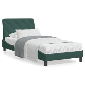 Estructura cama con cabecero terciopelo verde oscuro 90x200 cm de vidaXL, Camas y somieres - Ref: Foro24-3207902, Precio: 140...