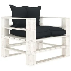 Pallet sofa for garden made of wood with anthracite cushions. by vidaXL, Outdoor sofas - Ref: Foro24-3052372, Price: 109,32 €...