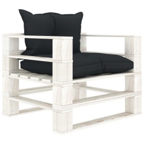 Sofá de palets para jardín madera con cojines antracita de vidaXL, Sofás de exterior - Ref: Foro24-3052372, Precio: 110,56 €,...