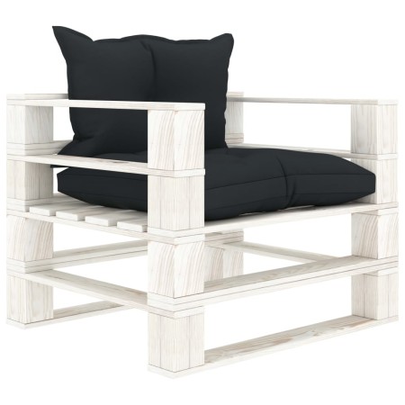 Sofá de palets para jardín madera con cojines antracita de vidaXL, Sofás de exterior - Ref: Foro24-3052372, Precio: 110,56 €,...