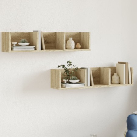 Muebles de pared 2 uds madera de ingeniería roble Sonoma de vidaXL, Estantes y estanterías - Ref: Foro24-840434, Precio: 35,3...