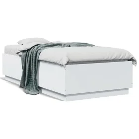 Estructura de cama con LED madera ingeniería blanco 90x190 cm de vidaXL, Camas y somieres - Ref: Foro24-3209660, Precio: 133,...