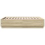 Estructura cama con luces LED madera roble Sonoma 135x190 cm de vidaXL, Camas y somieres - Ref: Foro24-3209648, Precio: 165,0...