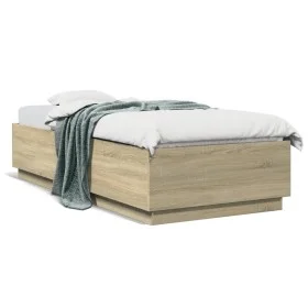 Estructura de cama madera de ingeniería roble Sonoma 90x200 cm de vidaXL, Camas y somieres - Ref: Foro24-3209725, Precio: 113...