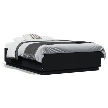 Estructura de cama madera de ingeniería negra 135x190 cm de vidaXL, Camas y somieres - Ref: Foro24-3209738, Precio: 149,36 €,...