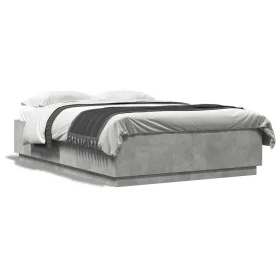 Concrete gray engineered wood bed frame 120x200cm by vidaXL, Beds and slatted bases - Ref: Foro24-3209712, Price: 140,60 €, D...