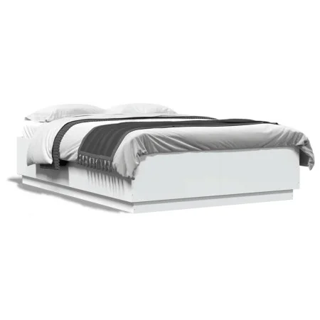 White engineered wood bed frame 160x200 cm by vidaXL, Beds and slatted bases - Ref: Foro24-3209688, Price: 157,31 €, Discount: %