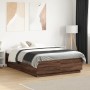 Estructura de cama madera de ingeniería marrón roble 120x190 cm de vidaXL, Camas y somieres - Ref: Foro24-3209750, Precio: 14...