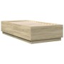 Estructura cama con luces LED madera roble Sonoma 75x190 cm de vidaXL, Camas y somieres - Ref: Foro24-3209669, Precio: 125,17...