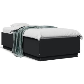 Estructura de cama madera de ingeniería negra 75x190 cm de vidaXL, Camas y somieres - Ref: Foro24-3209759, Precio: 110,52 €, ...