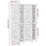 Biombo separador de 4 paneles madera maciza Paulownia blanco de vidaXL, Divisores de ambientes - Ref: Foro24-358739, Precio: ...