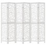 Biombo separador de 6 paneles madera maciza Paulownia blanco de vidaXL, Divisores de ambientes - Ref: Foro24-358747, Precio: ...