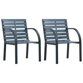 Sillas de jardín 2 unidades madera maciza abeto gris y acero de vidaXL, Bancos - Ref: Foro24-319577, Precio: 119,90 €, Descue...