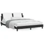 Bed frame with LED light PE leather black white 160x200 cm by vidaXL, Beds and slatted bases - Ref: Foro24-3214122, Price: 21...