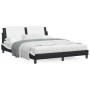 Estructura de cama con luz LED cuero PE negro blanco 160x200 cm de vidaXL, Camas y somieres - Ref: Foro24-3214122, Precio: 21...
