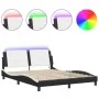 Bed frame with LED light PE leather black white 160x200 cm by vidaXL, Beds and slatted bases - Ref: Foro24-3214122, Price: 21...