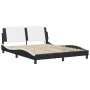 Bed frame with LED light PE leather black white 160x200 cm by vidaXL, Beds and slatted bases - Ref: Foro24-3214122, Price: 21...