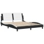 Estructura de cama con luz LED cuero PE negro blanco 160x200 cm de vidaXL, Camas y somieres - Ref: Foro24-3214122, Precio: 21...