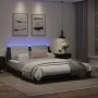 Bed frame with LED light PE leather black white 160x200 cm by vidaXL, Beds and slatted bases - Ref: Foro24-3214122, Price: 21...