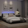 Estructura de cama con luz LED cuero PE negro blanco 160x200 cm de vidaXL, Camas y somieres - Ref: Foro24-3214122, Precio: 21...