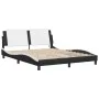 Bed frame with LED light PE leather black white 160x200 cm by vidaXL, Beds and slatted bases - Ref: Foro24-3214122, Price: 21...
