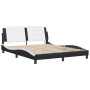 Estructura de cama con luz LED cuero PE negro blanco 160x200 cm de vidaXL, Camas y somieres - Ref: Foro24-3214122, Precio: 21...