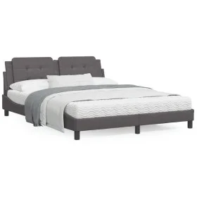 Bed frame with LED lights gray PE leather 160x200 cm by vidaXL, Beds and slatted bases - Ref: Foro24-3214120, Price: 224,68 €...
