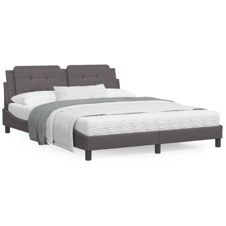 Estructura de cama con luces LED cuero PE gris 160x200 cm de vidaXL, Camas y somieres - Ref: Foro24-3214120, Precio: 219,64 €...