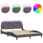 Estructura de cama con luces LED cuero PE gris 160x200 cm de vidaXL, Camas y somieres - Ref: Foro24-3214120, Precio: 219,64 €...