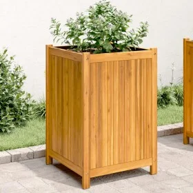 Jardinera con forro madera maciza de acacia 50x50x75 cm de vidaXL, Maceteros y jardineras - Ref: Foro24-366444, Precio: 104,5...