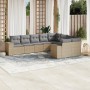 Set de sofás de jardín 9 pzas con cojines ratán sintético beige en Conjuntos de jardín | Comprar online en Foru.es