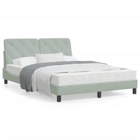Cama con colchón terciopelo gris claro 140x200 cm de vidaXL, Camas y somieres - Ref: Foro24-3208658, Precio: 375,89 €, Descue...