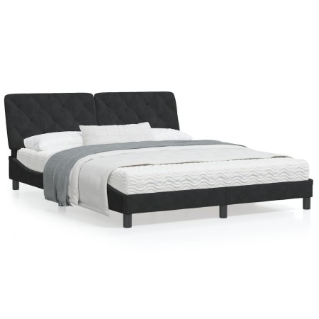 Cama con colchón terciopelo negro 160x200 cm de vidaXL, Camas y somieres - Ref: Foro24-3208666, Precio: 436,51 €, Descuento: %