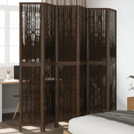 Biombo separador de 6 paneles madera paulownia marrón oscuro de vidaXL, Divisores de ambientes - Ref: Foro24-358668, Precio: ...