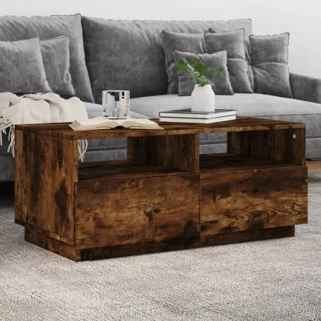 Mesa de centro con luces LED roble ahumado 90x49x40 cm de vidaXL, Mesas de centro - Ref: Foro24-839837, Precio: 97,16 €, Desc...