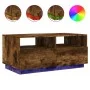 Mesa de centro con luces LED roble ahumado 90x49x40 cm de vidaXL, Mesas de centro - Ref: Foro24-839837, Precio: 97,16 €, Desc...