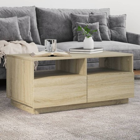 Mesa de centro con luces LED roble Sonoma 90x49x40 cm de vidaXL, Mesas de centro - Ref: Foro24-839835, Precio: 99,84 €, Descu...