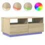 Mesa de centro con luces LED roble Sonoma 90x49x40 cm de vidaXL, Mesas de centro - Ref: Foro24-839835, Precio: 98,30 €, Descu...