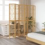 Biombo separador de 6 paneles madera maciza paulownia marrón de vidaXL, Divisores de ambientes - Ref: Foro24-358876, Precio: ...