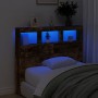 Cabecero de cama con luz LED roble ahumado 100x17x102 cm de vidaXL, Cabeceros y pies de cama - Ref: Foro24-839193, Precio: 75...