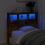 Cabecero de cama con luz LED roble ahumado 100x17x102 cm de vidaXL, Cabeceros y pies de cama - Ref: Foro24-839193, Precio: 74...