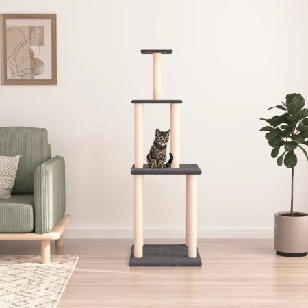 Rascador para gatos con postes de sisal gris oscuro 149 cm de vidaXL, Mobiliario para gatos - Ref: Foro24-171743, Precio: 51,...