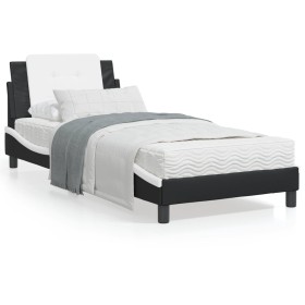 Estructura cama con LED cuero sintético negro blanco 80x200 cm de vidaXL, Camas y somieres - Ref: Foro24-3214073, Precio: 135...