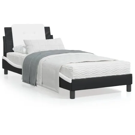Bed frame with LED synthetic leather black white 80x200 cm by vidaXL, Beds and slatted bases - Ref: Foro24-3214073, Price: 11...