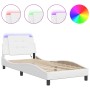 Estructura cama con luces LED cuero sintético blanco 100x200 cm de vidaXL, Camas y somieres - Ref: Foro24-3214090, Precio: 14...