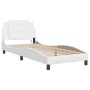 Estructura cama con luces LED cuero sintético blanco 100x200 cm de vidaXL, Camas y somieres - Ref: Foro24-3214090, Precio: 14...